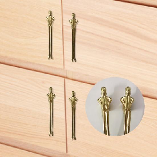 Door Handle Thinker-shaped High Hardness Fine Polishing Brass Drawer Cupboard Door Pull Handle for Home