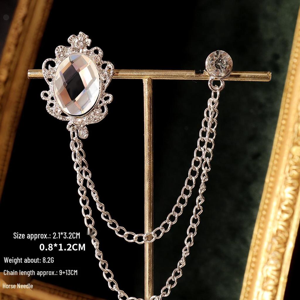 Baroque Rhinestone Pearl Corsage Necklace Brooch - Retro British Court Suit Accessory