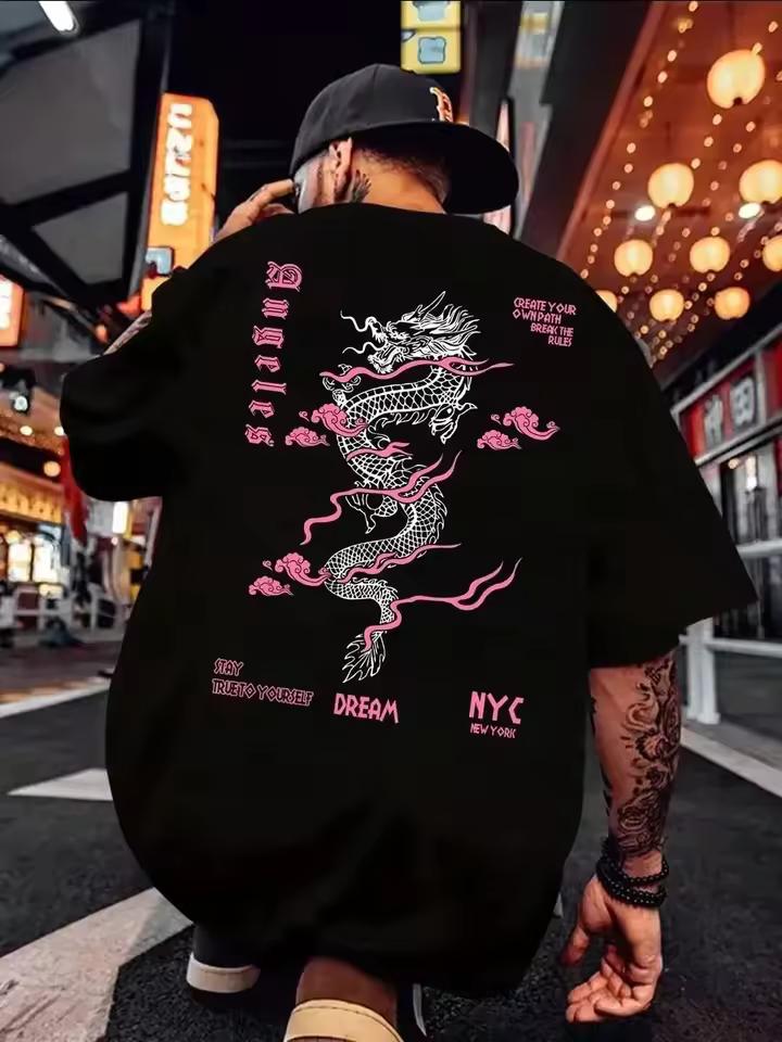 Fashion Y2K T-shirt Casual Loose Street Wear Harajuku Vintage Top Back Printed Short Sleeved Print O Neck Tee Unisex Trend Tops