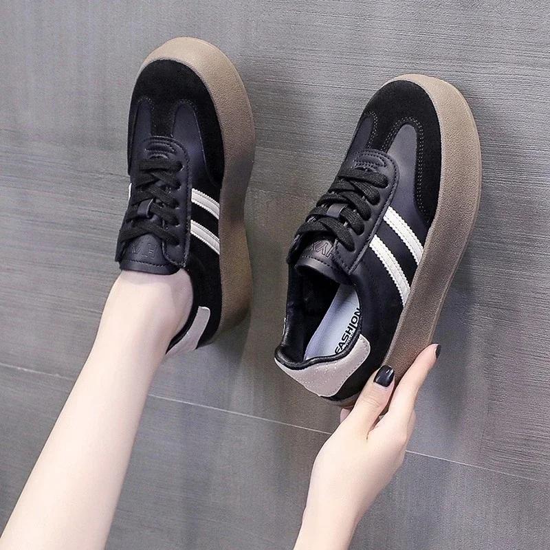 Women's New Fashion Lace-up Designer Sneakers for Women Summer Simple Solid Color Outdoor Casual Walking Sports Shoes