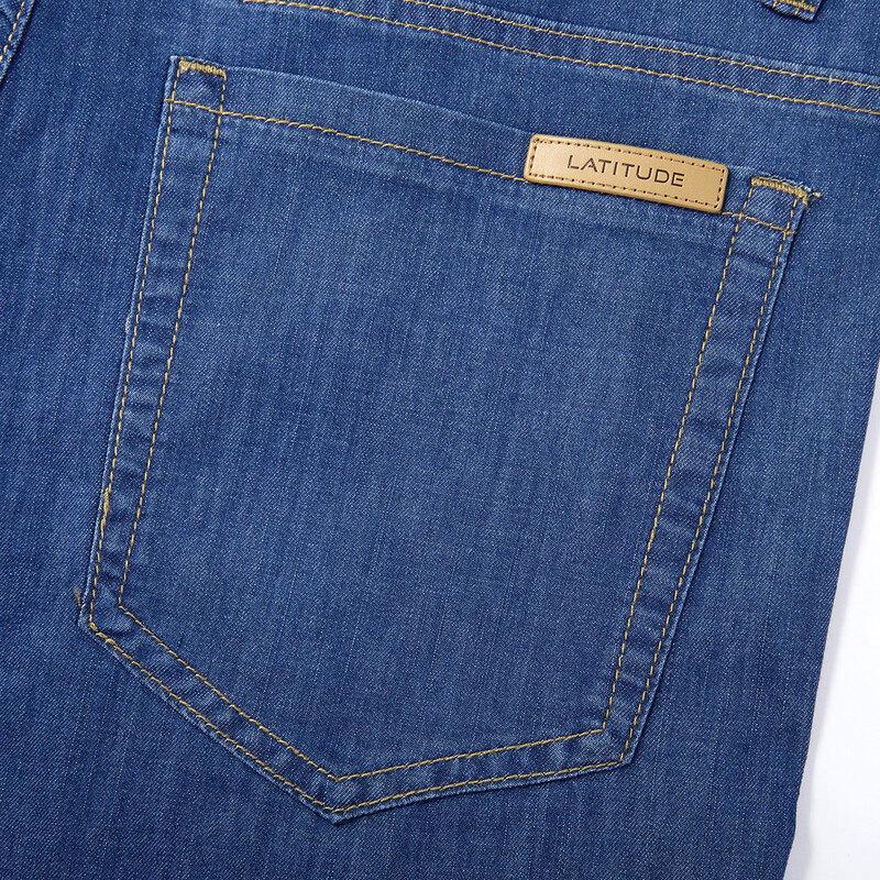 Джинсы мужские из денима с шелком, дышащие, прямого кроя