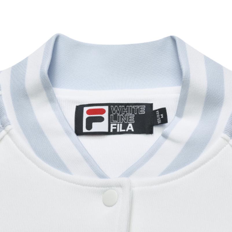 Fila Вязаная бейсбольная куртка с длинным рукавом Color Block для женщин, куртки, Солнечно-синий F11W249501F-LB