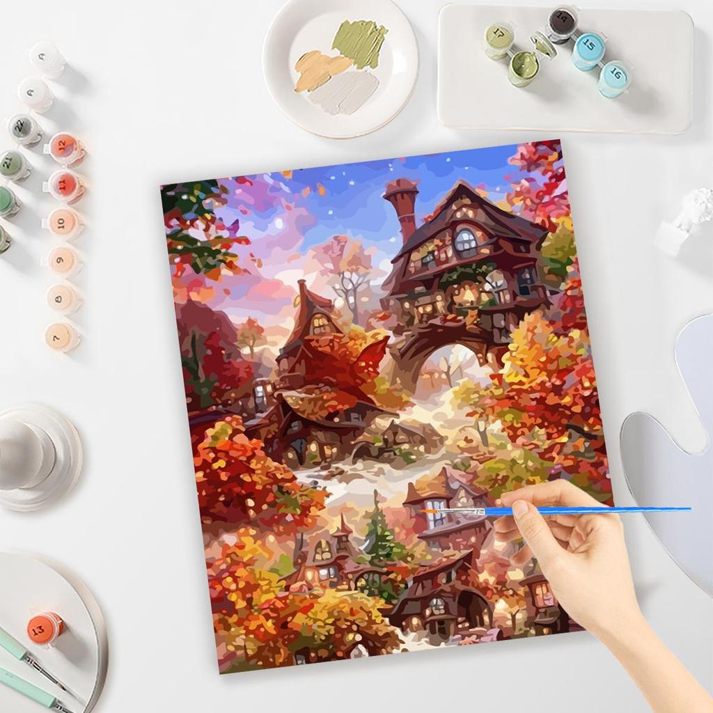 Frame Painting By Numbers Kits Abstract House Acrylic Paint On Canvas Landscape Picture By Numbers Painting For Home Decors Diy Gift 40x50