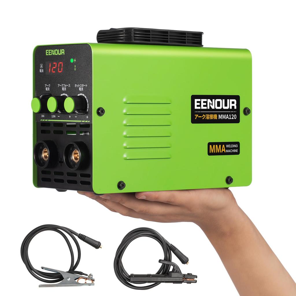 EENOUR Arc Welding Machine MMA120 Welding Machine 100V Maximum Output 120A MMA Welding Machine Equipped with Inverter Adjustable Hot Arc Force LCD