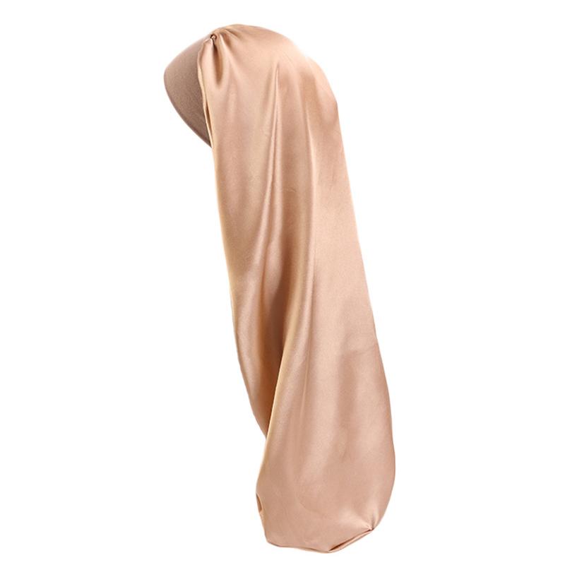 1Pc Silk Satin Bonnet Long Hair Polyester Double Sided Hair Hat Solid Color Dreadlocks Braids Women Night Sleep Cap