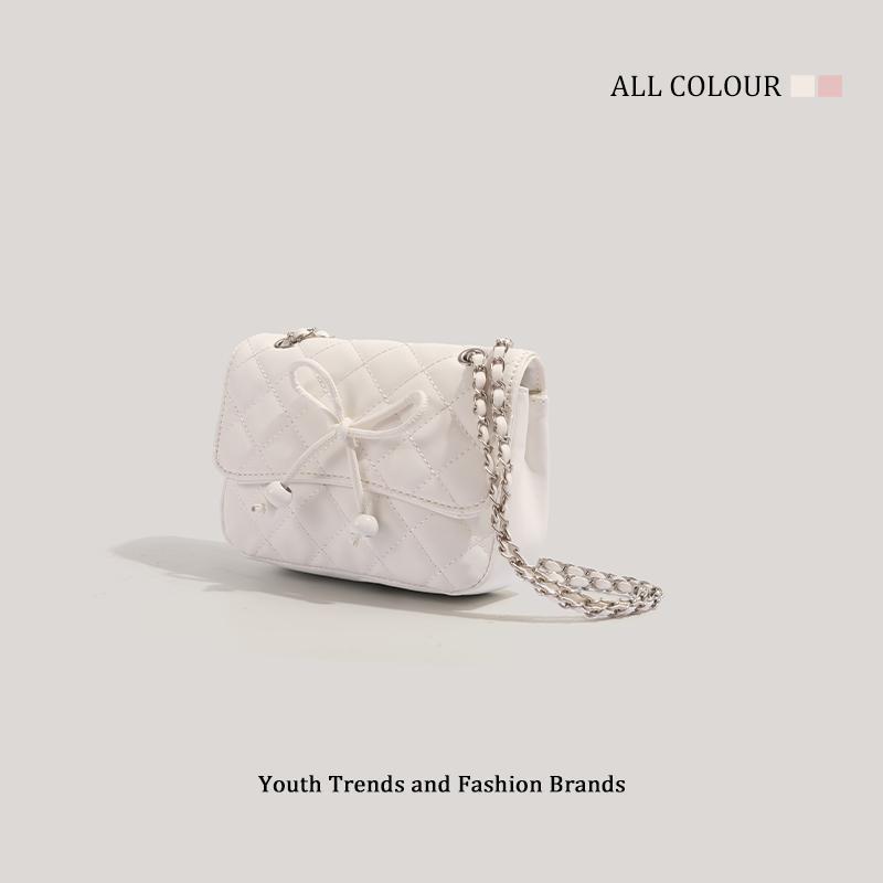 2025 Женская Мода Бант Маленькая Квадратная Сумка Кроссбоди - Универсальная и Шикарная с Деталью Цепи