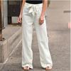 Summer Elastic Waist Solid Color Wide Leg Pants Loose Pants Female