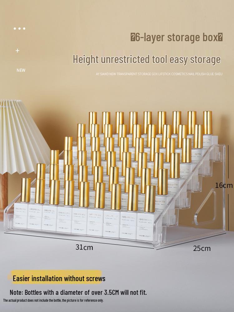Многослойная прозрачная коробка для демонстрации и хранения лаков для ногтей, для нейл-арта, губных помад, теней для век и инструментов для УФ-геля.