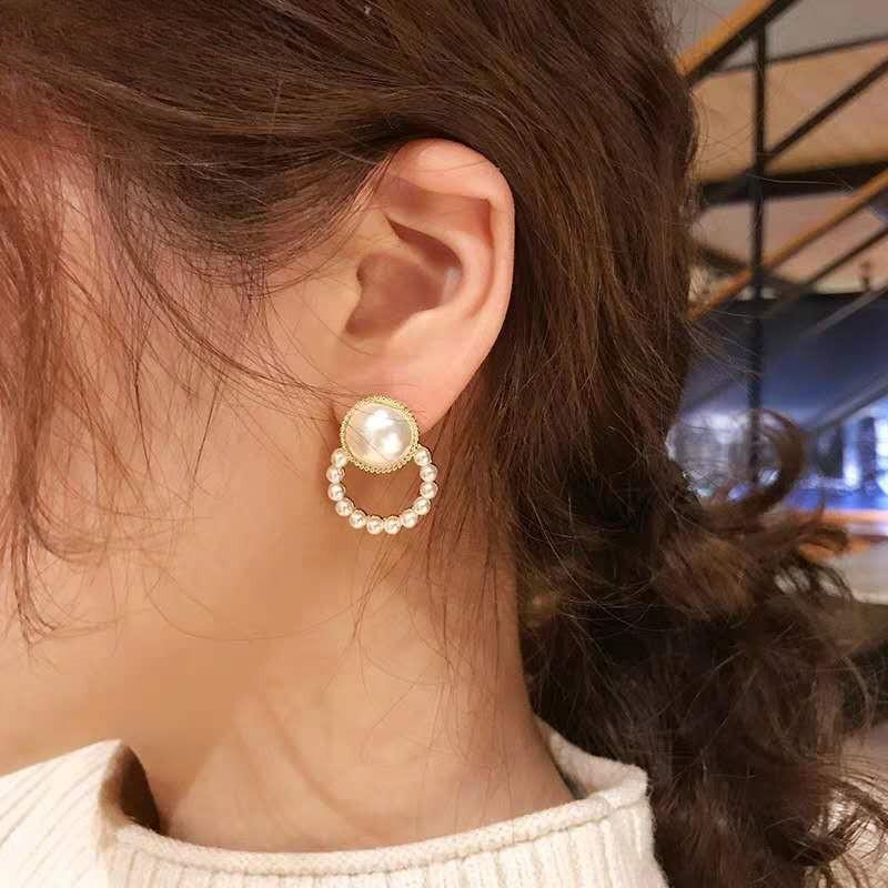 Korean Simple Stud Earrings Temperament Sweet Pearl Flower Earrings Female Jewelry