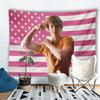 W-Walker Scobell Pink American Flag Tapestry Young Actor Portrait Wall Hanging Dorm Bedroom Fan Banner