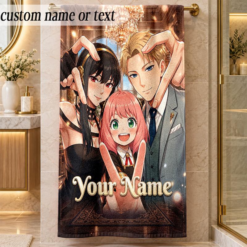 Beach TowelSpy × Family Custom Name Text Personalized Soft Towel for Beach Pool Indoor Home Decor Gift