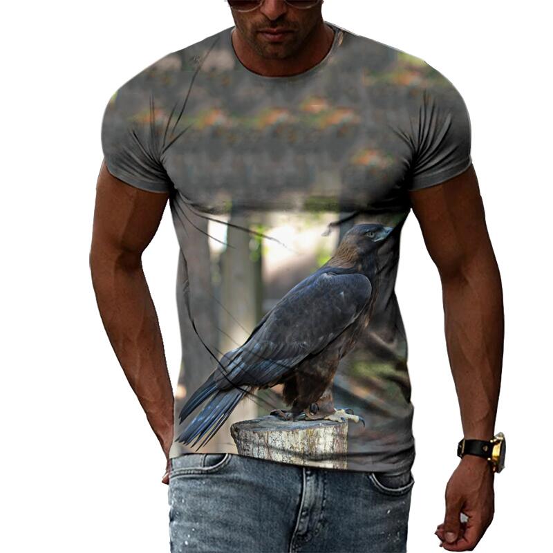 New Summer Fashion Animal Birds Eagle Graphic Men and Women T-shirt 3D Print Hip Hop Tee Personality Round Neck Short Sleeve Top