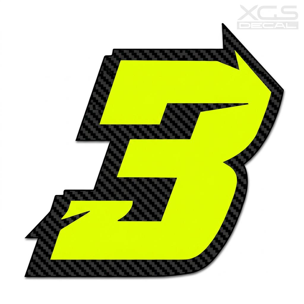 Premium Waterproof UV Resistant 100mm High Neon Fluorescent Racing Number Sticker Reflective JDM Decal Die Cut Vinyl Motorcycle