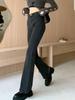 Black Gray High-waisted Flared Jeans Women's Retro Straight Elastic Slim Slim Wide-leg Flared Pants Female Trousers