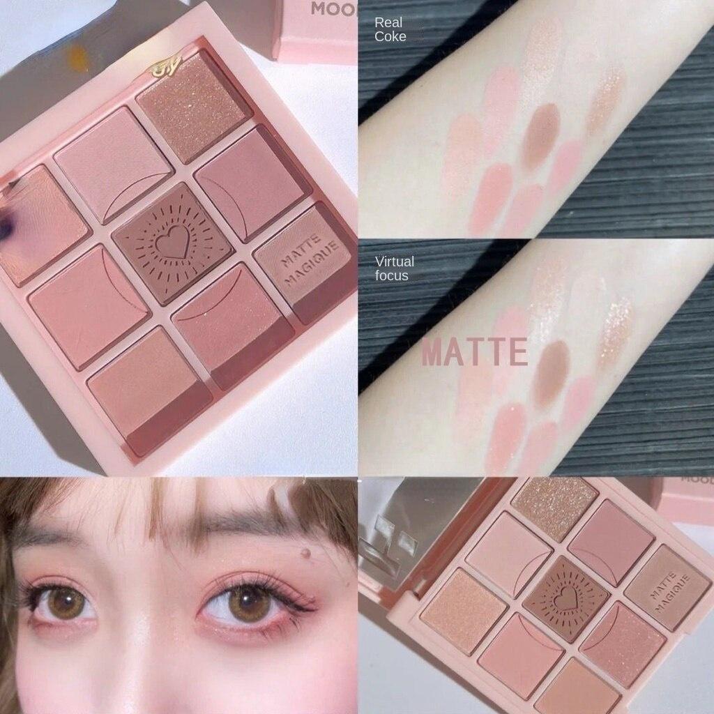 Nine Color Eyeshadow Tray Pearl Flash Matte Ground Color Contouring Tray Lasting Waterproof and Sweat Resistant Student Cosmetics Beauty Products