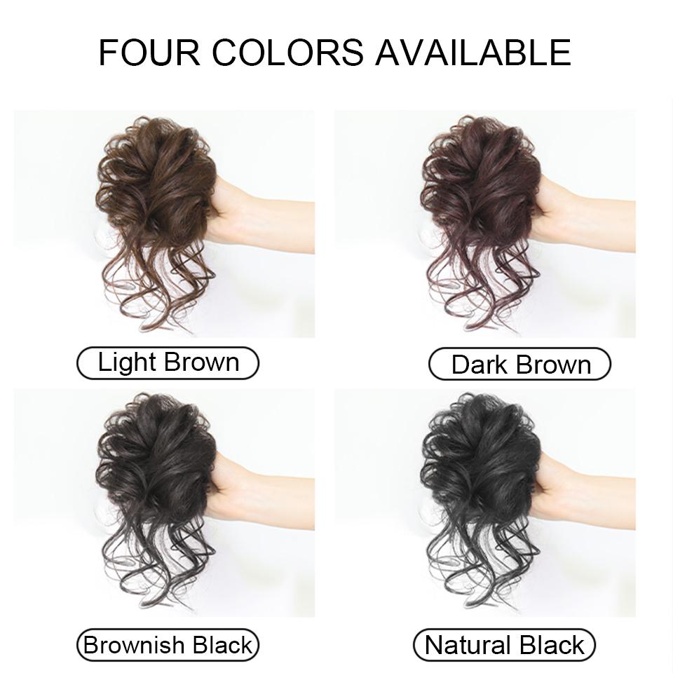 Short Messy Fluffy Chignon Donut Hair Bun Pad Elastic Hair Rope Rubber Band Synthetic Ponytail Hair Extension