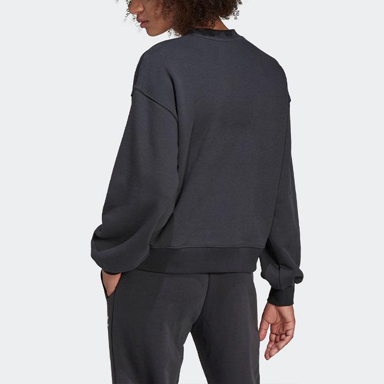 adidas Спортивная толстовка с круглым вырезом и логотипом Trefoil Originals для женщин, цвет Угольно-черный HU1605