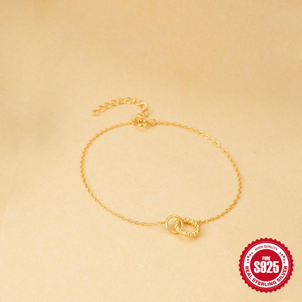 S925 стерлингового серебра простой индивидуальный универсальный переплетенный круглый браслет