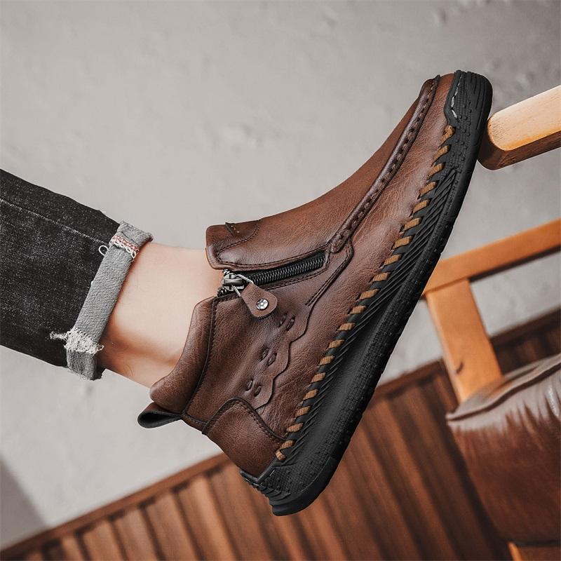 Plus Size 39-48 Men's High-top Casual Shoes Handmade Shoes Casual Sneakers