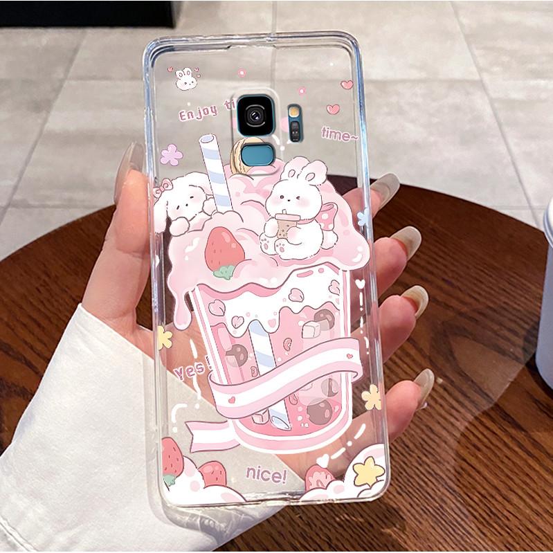 Чехол для Samsung s9 Прозрачный Роскошный Милый Кролик с Сердечками Забавный Мягкий Силиконовый ТПУ Задняя Крышка Samsung S9+ / S9 Plus Защитный Чехол для Телефона