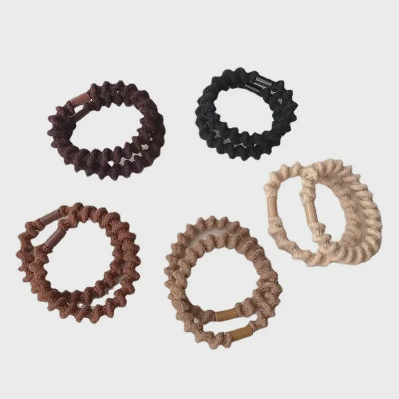 Black High Ponytail Elastic Hairband - Stylish Leather Threaded Hair Tie for Women