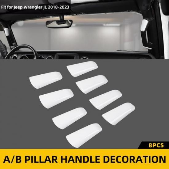 Front Rear Pillar Handle Grab Bar Bezel Cover Trim For Wrangler JL JT 2018+White