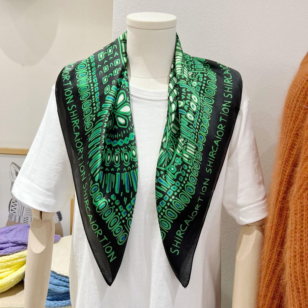 Small Square Scarf Letter Printed Silk Scarf Women's High Definition Thin Hair Tie Bags Tie Bags Commuting Career Accessories Neckerchiefs