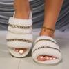 Fashion Summer Home Furry Fur Slides Plush Slippers Fluffy Flip Flops Luxury Slip On Flat Female New Zapato De Mujer Designer Size 36-43