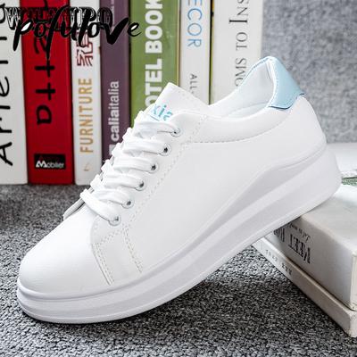 Осенняя мода дышащие теннисные туфли женские кроссовки из искусственной кожи туфли на платформе белые кроссовки женские студенческие туфли