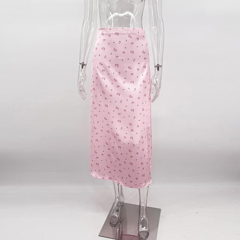 2026 Сатиновые Юбки с Принтом Женские Юбки Длинные с Высокой Талией Летние Миди Юбки А-силуэта Женские Офисные Элегантные Женские Свободные Юбки