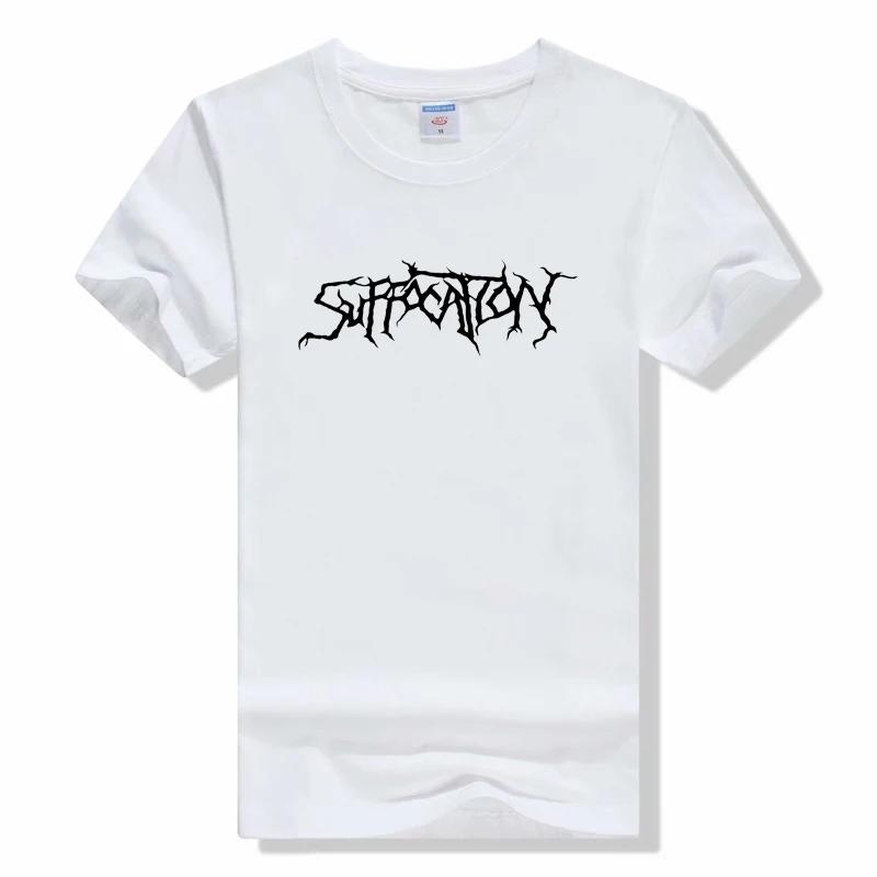 Футболка с принтом группы Suffocation Хип-хоп футболка Унисекс Одежда Топы с круглым вырезом Футболка с коротким рукавом модные хлопковые футболки
