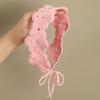 Retro Crochet Flower Hair Band French Long Knit Turban Sweet Knitted Headband  Travel