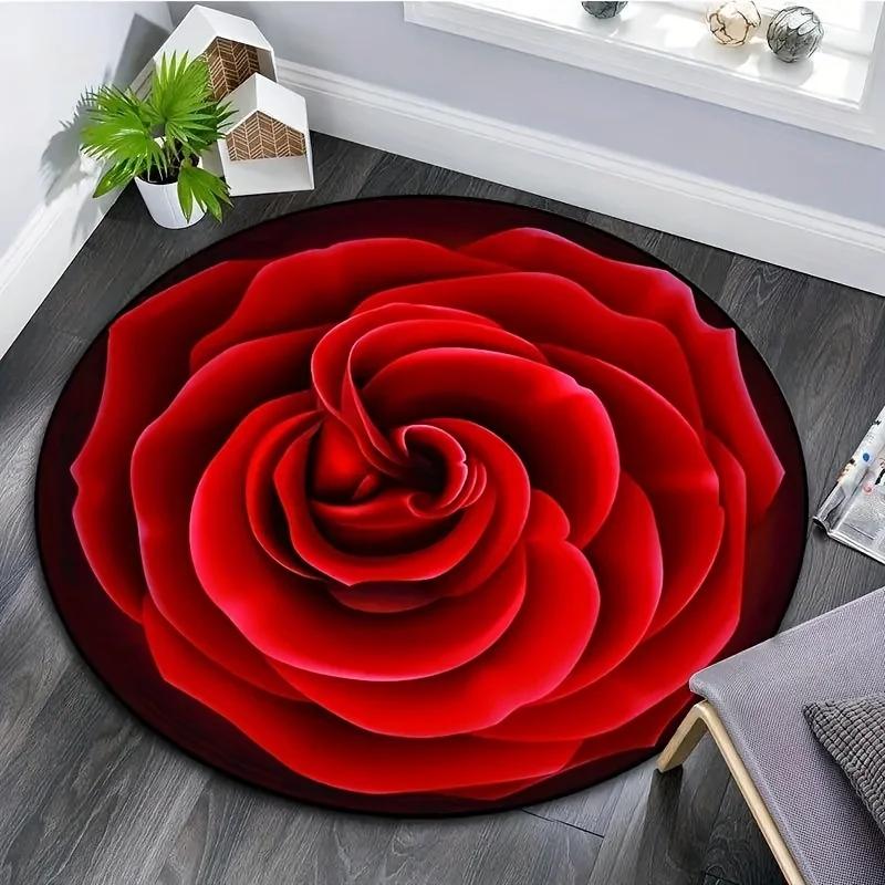3D Dream Flower Rose Daisy Print Round Carpet Balcony Floor Mat Bathroom Living Room Home Yoga Coffee Mats Home Decorative Rug