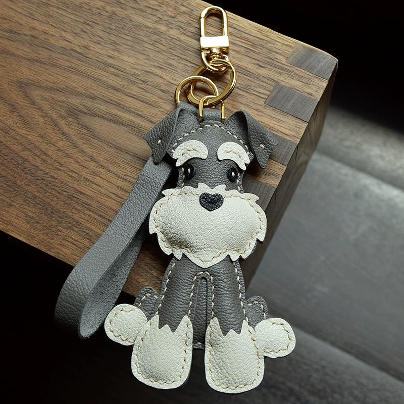 Schnauzer Hand-sewn Car Key Pendant Bag Pendant Dog Cute Custom Gift Female Keychain