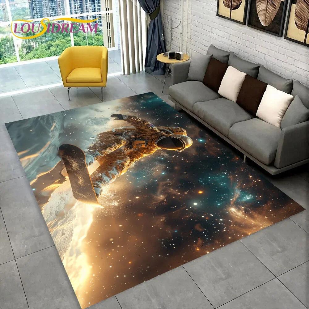 Astronaut Dream Universe Spaceman Outer Space Cartoon Carpet Rug for Bedroom Living Room Sofa Decoration, Large Decor Floor Mat