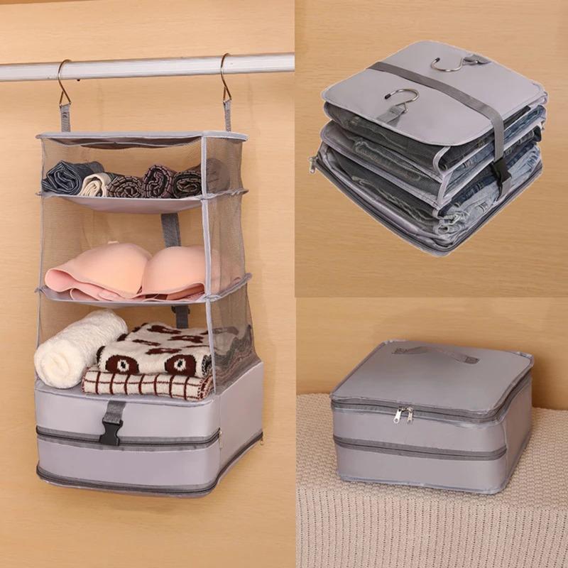 Hanging Travel Storage Bag Multi-Functional Dormitory Wardrobe Organizer for Clothing Underwear Socks Compression Bag for Home