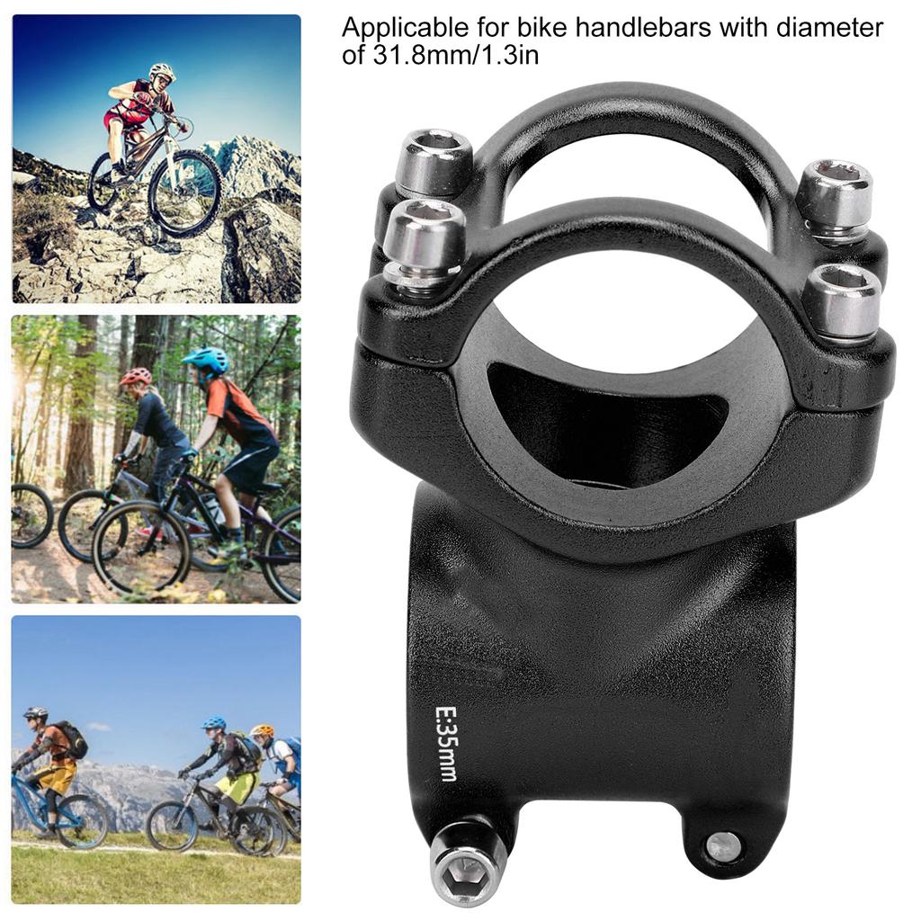 LUNJE 31.8x35mm Bike Handlebar Short Stem Riser Aluminum Alloy Hollow Stem