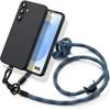 Case for Samsung Galaxy S25 - Black Shockproof Silicone Protection with Detachable Blue Lanyard