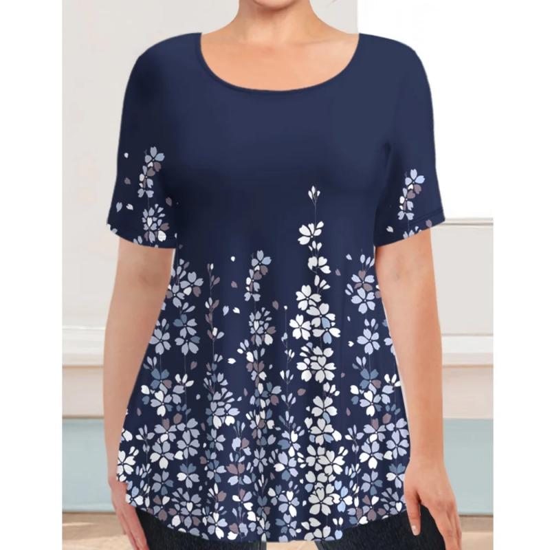 Women T-Shirt Oversized Clothing 3d Print T Shirt O-Neck Pullover Short-Sleeved Tops Loose Large Outline Apparel Ladies Tees