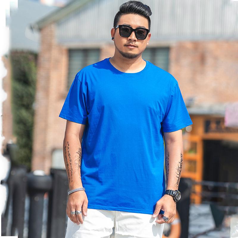 Мужская свободная футболка большого размера M-7XL 8XL Мужская однотонная футболка с круглым вырезом и короткими рукавами