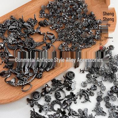 Пакет бусин-подвесок из сплава цвета оружейного металла в виде бабочки и цветка для браслетов и ожерелий