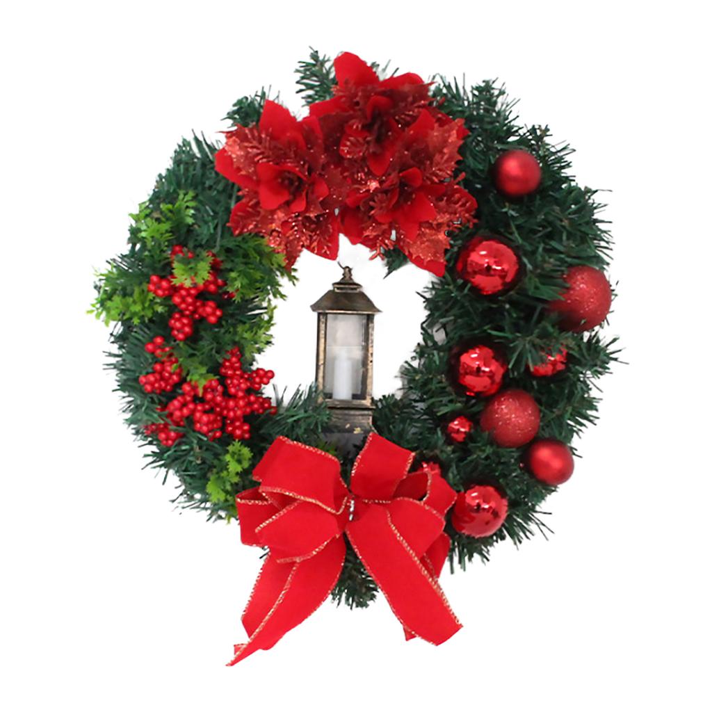 Рождественский венок с огнями, красный бант, праздничные украшения для двери, для окна, для крыльца, для помещения, для улицы, украшение для праздничной сцены