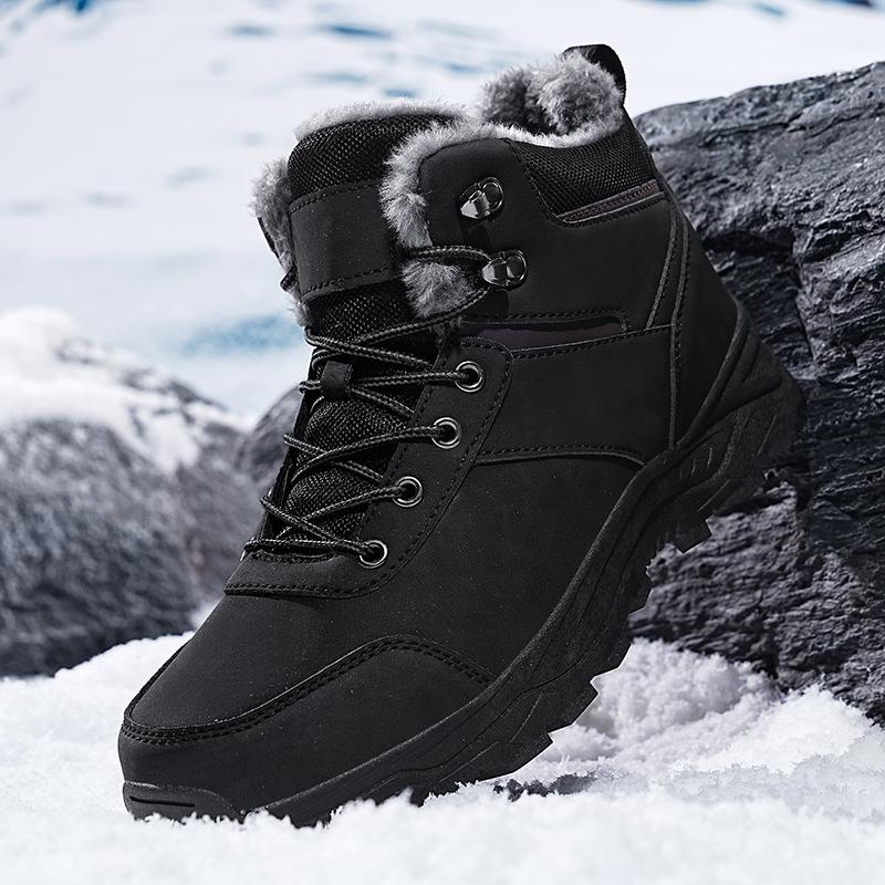 Winter Men's Boots Velvet Hiking Shoes For Men Warm Snow Boots Outdoor Sport Cross Country Plush Men Sneakers Sapatos