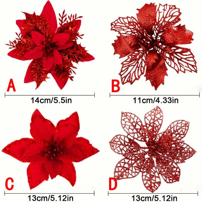 Handmade Christmas Tree Ornaments: Gold Powder Wreath & Flower Set