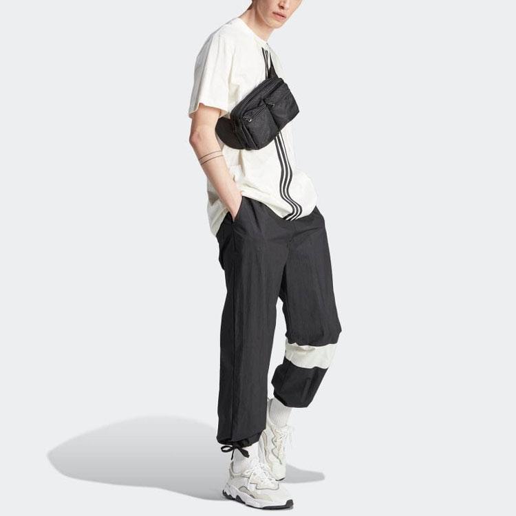 Adidas Оригинальные повседневные брюки с логотипом трилистника и шнурком, мужские брюки черного цвета HZ0705