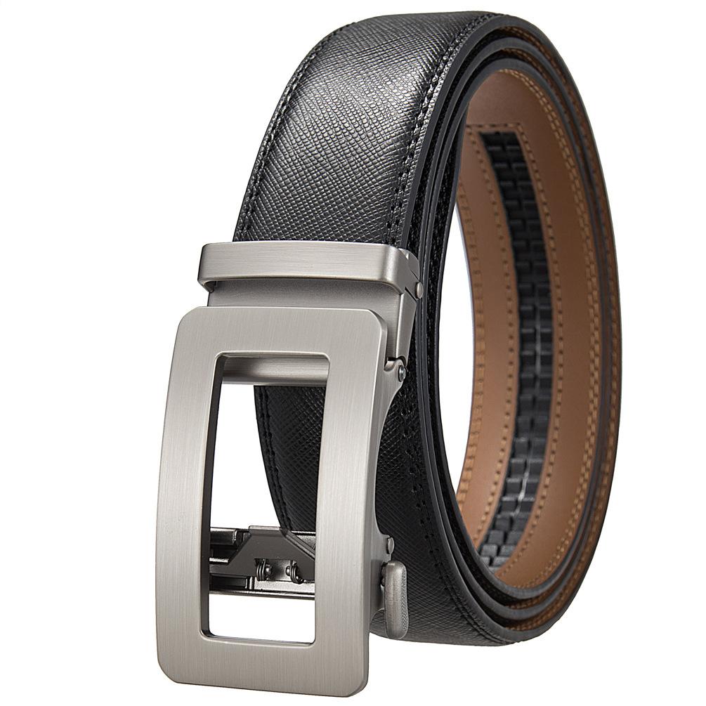 1шт двухслойный ремень из коровьей кожи с автоматической пряжкой, мужской ремень, деловой ремень Ly35-0838-1