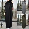Muslim Dress Women Sweatshirt Dress Stylish Hoodies Long Sleeve Maxi Dress Female Casual Solid Hooded Vestidos Robe S-3XL