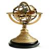 Brass Armillary Globe 25.4cm, Globe Engraved On Wooden Base, Tabletop Decor