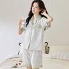 LangSha Women's Pajamas, Summer Ice Silk Faux Silk Cool-Feeling Wearable Loungewear Set, Green, 2026