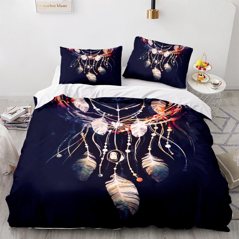 3D Цветной комплект постельного белья «Ловец снов» Индийский пододеяльник 2/3 для комнаты для девочек AU180 * 210 Домашний мягкий и легко чистящийся домашний костюм на молнии